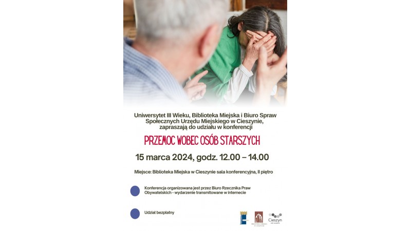 Plakat zapraszający na konferencję dotyczącą przemocy wobec osób starszych, fot. canva